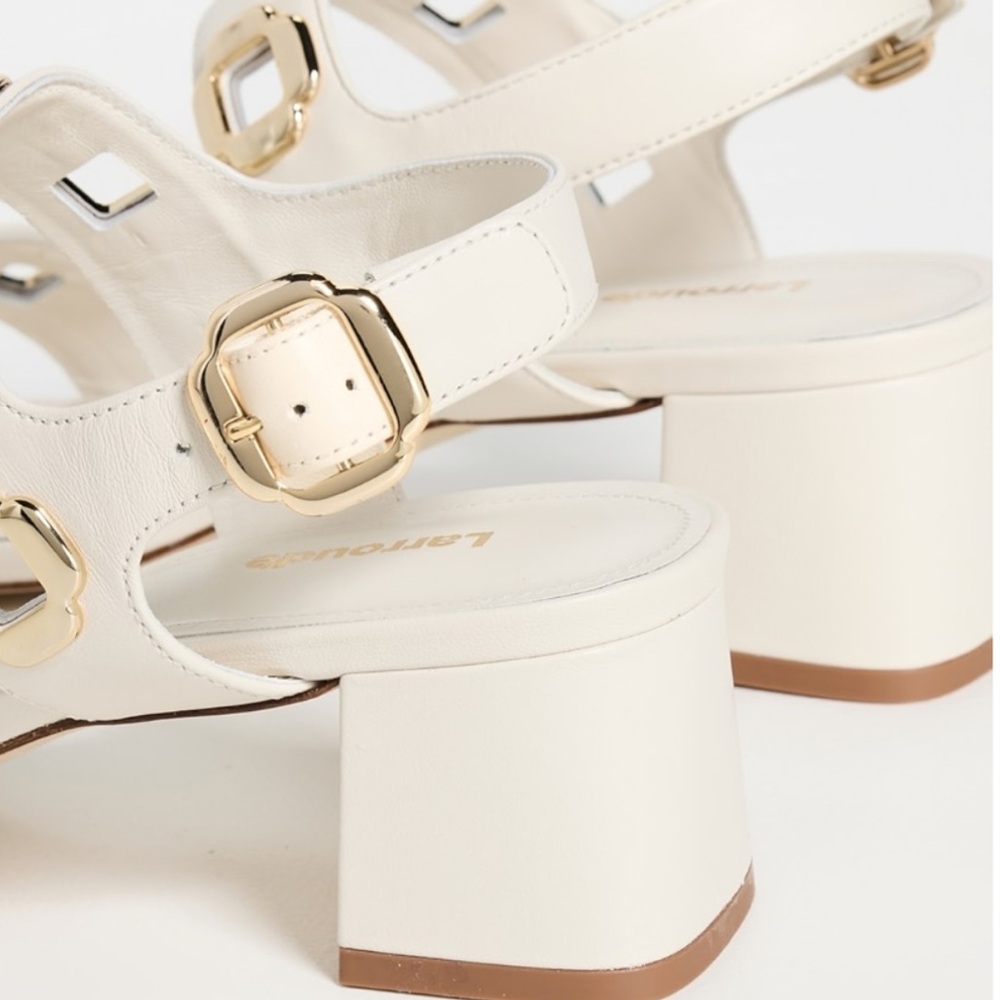 Larroude Milan Sandal in Ivory Leather - Picture 8 of 9
